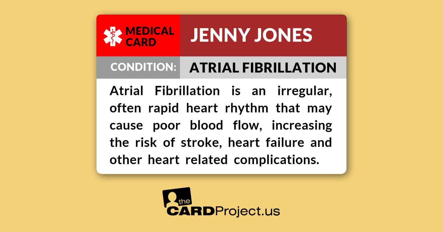 Atrial Fibrillation Medical ID Card (FRONT)